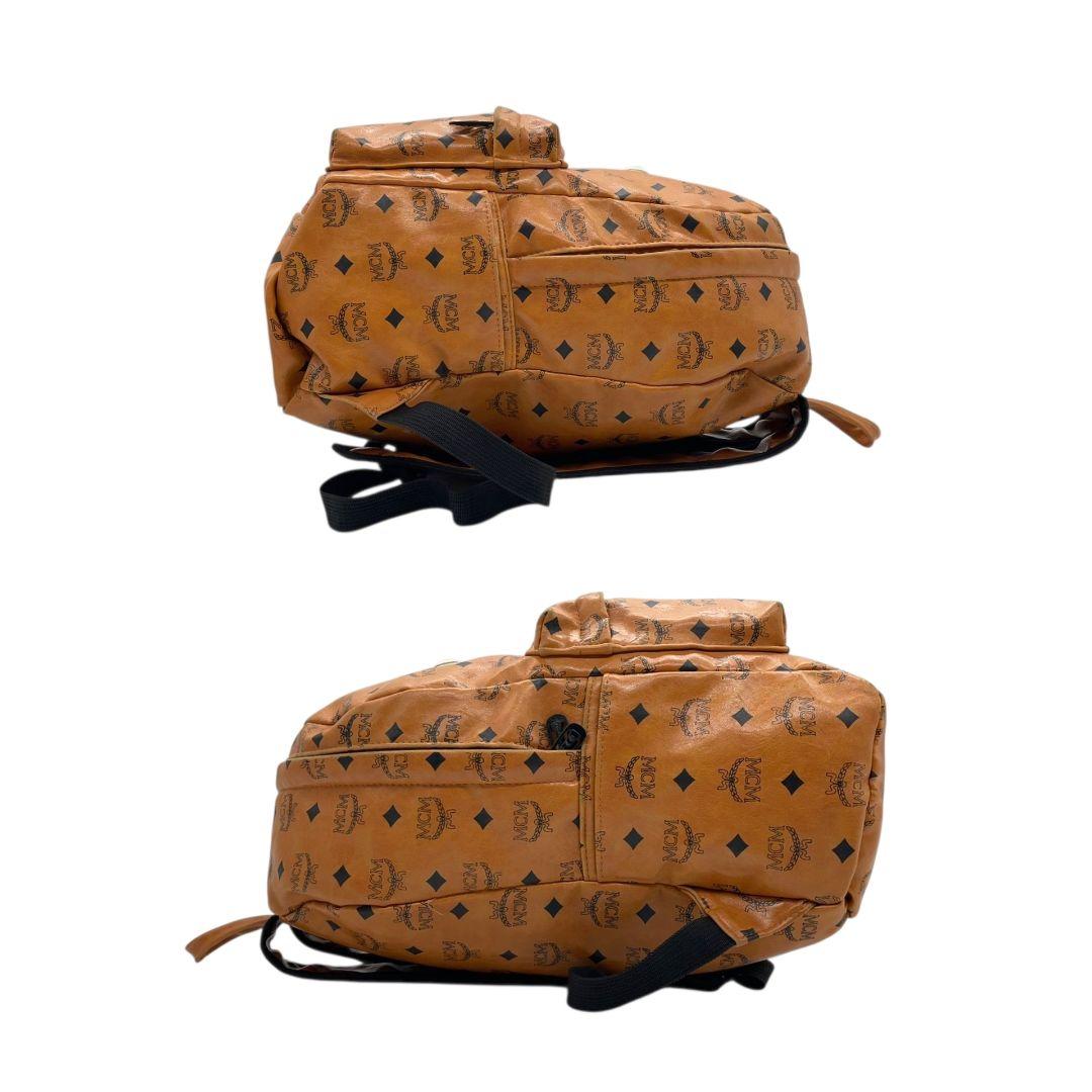 エムシーエム MCM バックパック ヴィセトス柄 茶 ブラウン A4収納 スタッズ レザー 本革 リュックサック T2