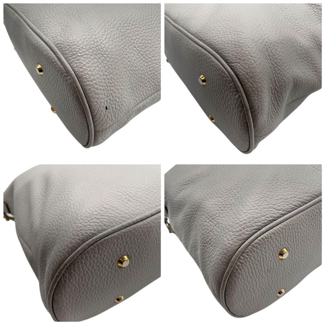 アタオ ATAO エルヴィ Elvy 2way ショルダーバッグ グレー レザー トートバッグ ハンドバッグ ロゴプレート 斜め掛け可 ゴールド金具 本革 T8