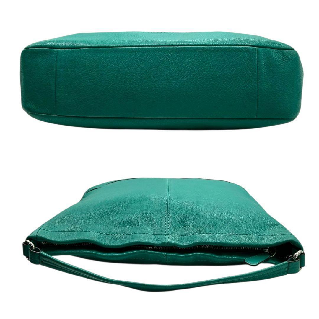 コーチ ハンドバッグ 緑 A4収納 自立可 ロゴプレート レザー トートバッグ 本革 グリーン シルバー金具 F28293