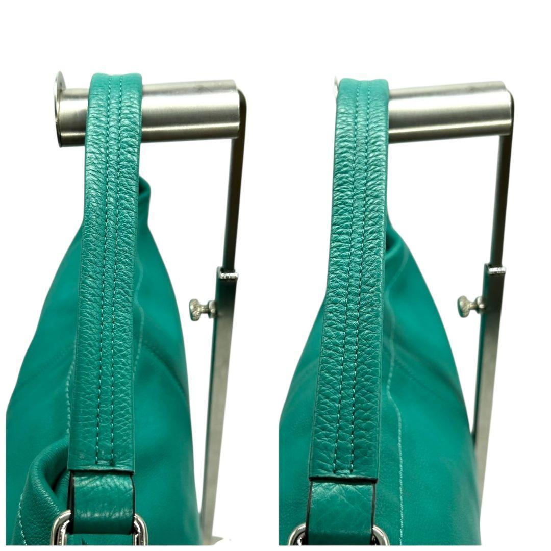 コーチ ハンドバッグ 緑 A4収納 自立可 ロゴプレート レザー トートバッグ 本革 グリーン シルバー金具 F28293