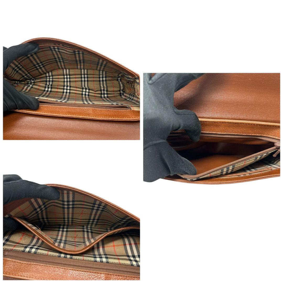 BURBERRY バーバリー ハンドバッグ フラップ 自立 レザー 本革 トート 型押しロゴ ホースロゴ ブラウン Burberrys シルバー金具 ゴールド金具 s48