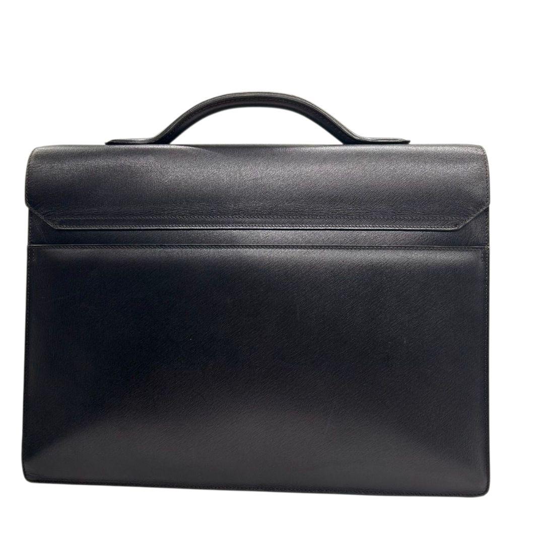 美品 ダンヒル フラップ レザー ビジネスバッグ ダークブラウン A4収納 自立可 シルバー金具 ロゴプレート トートバッグ ハンドバッグ 本革