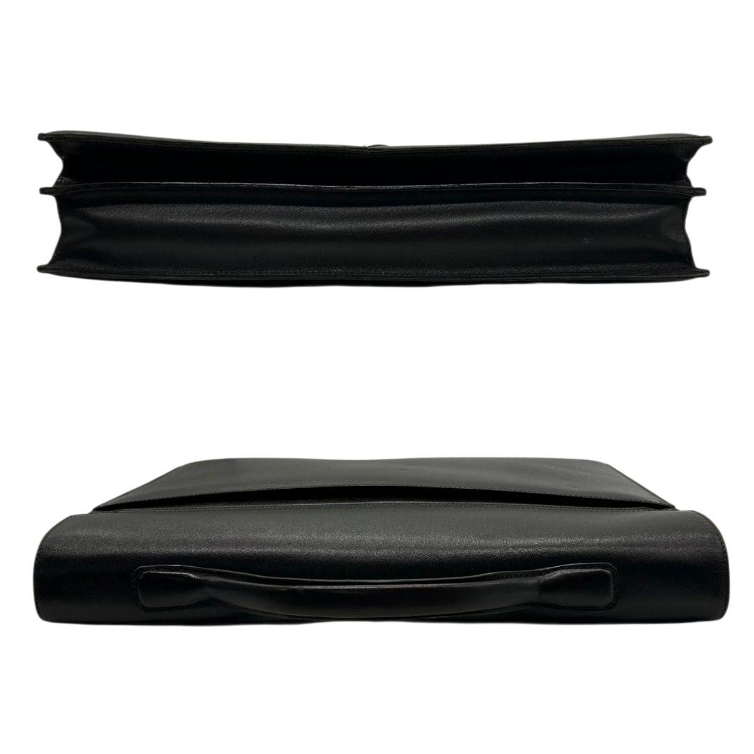 美品 ダンヒル フラップ レザー ビジネスバッグ ダークブラウン A4収納 自立可 シルバー金具 ロゴプレート トートバッグ ハンドバッグ 本革