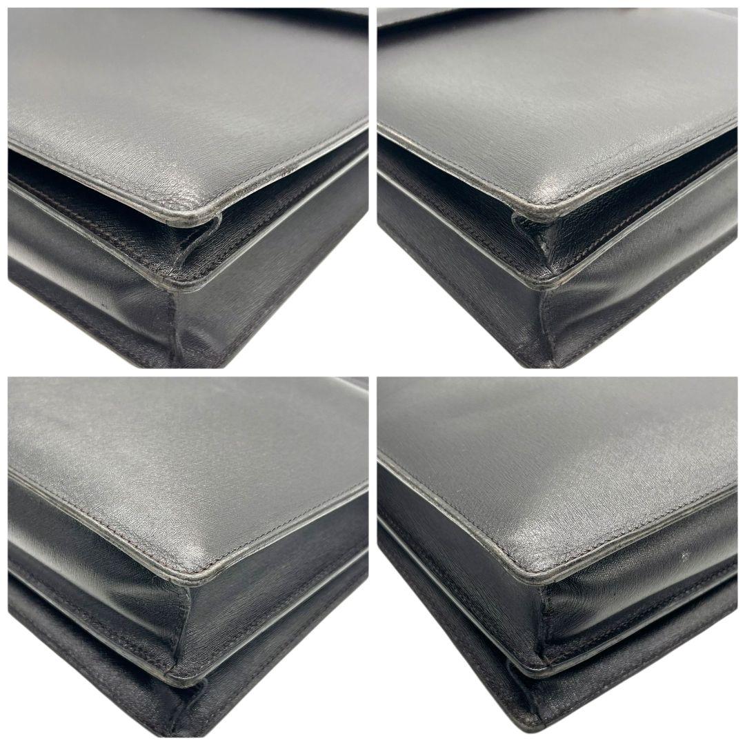 美品 ダンヒル フラップ レザー ビジネスバッグ ダークブラウン A4収納 自立可 シルバー金具 ロゴプレート トートバッグ ハンドバッグ 本革