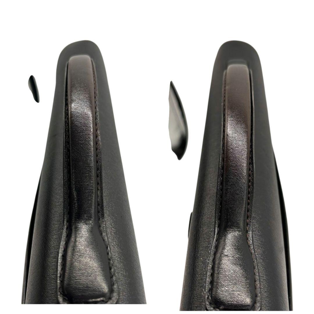 美品 ダンヒル フラップ レザー ビジネスバッグ ダークブラウン A4収納 自立可 シルバー金具 ロゴプレート トートバッグ ハンドバッグ 本革