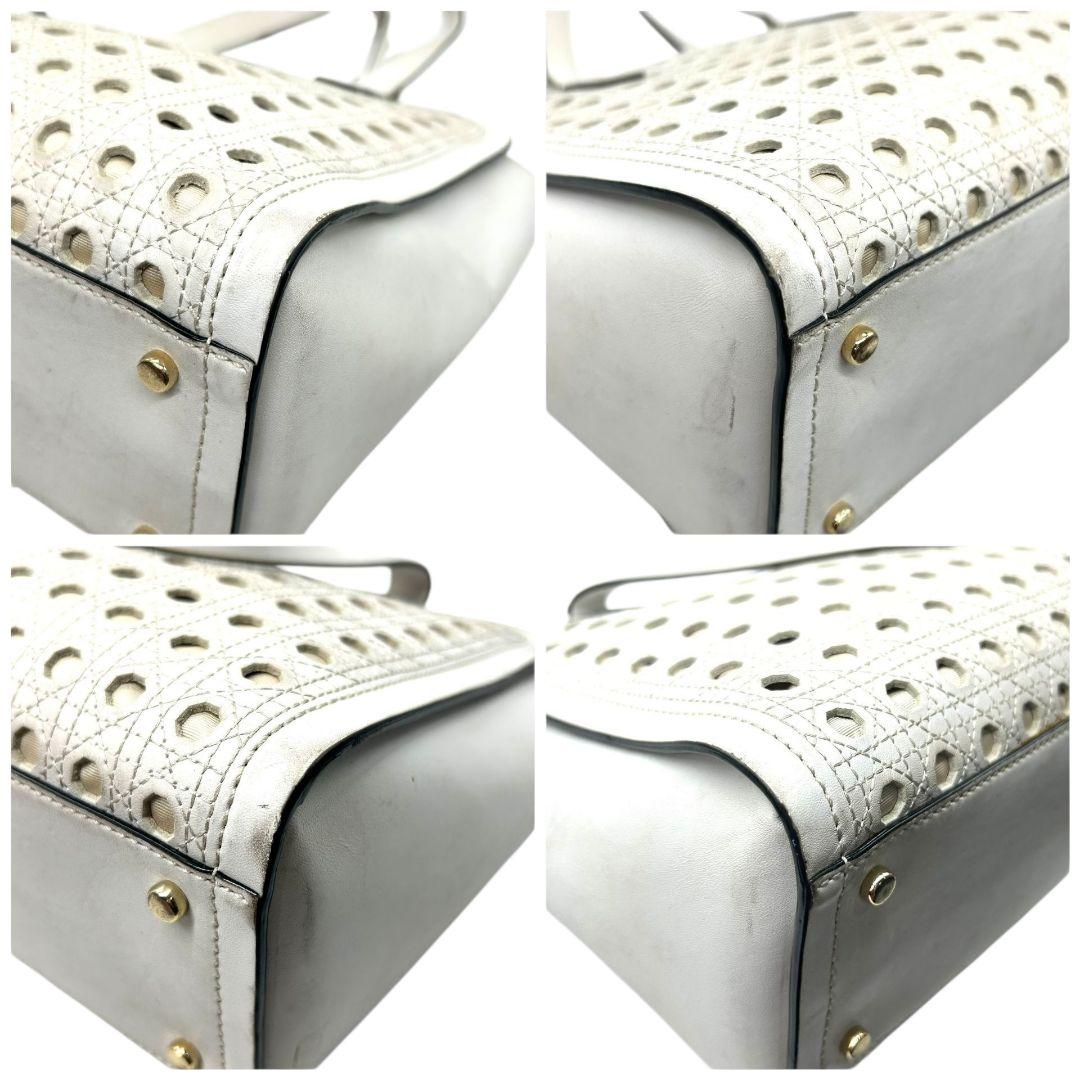 ケイトスペード ハンドバッグ 白 ホワイト パンチング ドット ワンショルダー トートバッグ A4収納 自立可 肩掛け可 レザー 本革 ロゴプレート s62 kate spade