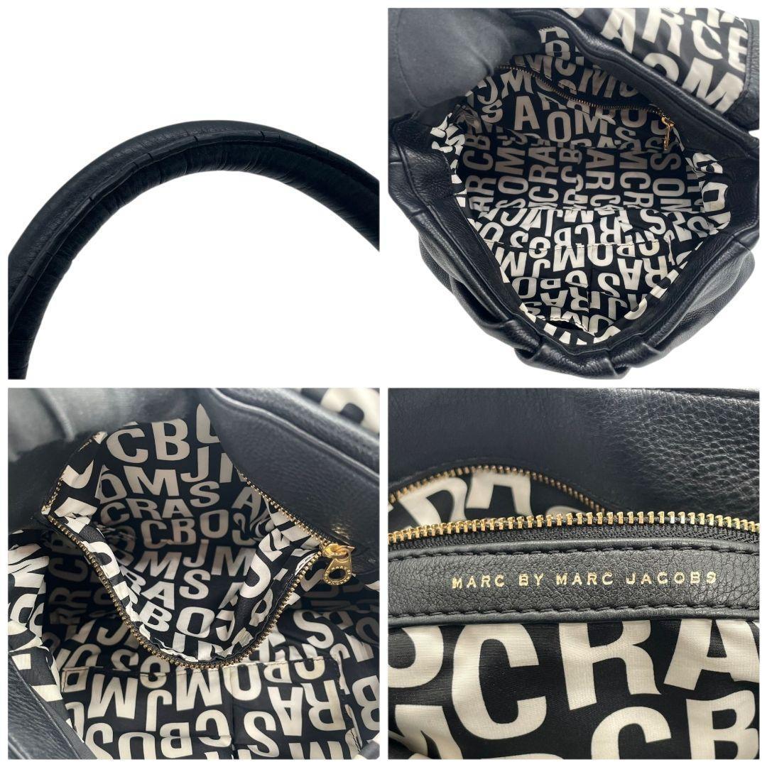マークバイマークジェイコブス MARC BY MARC JACOBS ショルダーバッグ ブラック 黒 レザー 本革 2way トートバッグ ハンドバッグ 斜め掛け可 A4収納 ロゴプレート ゴールド金具