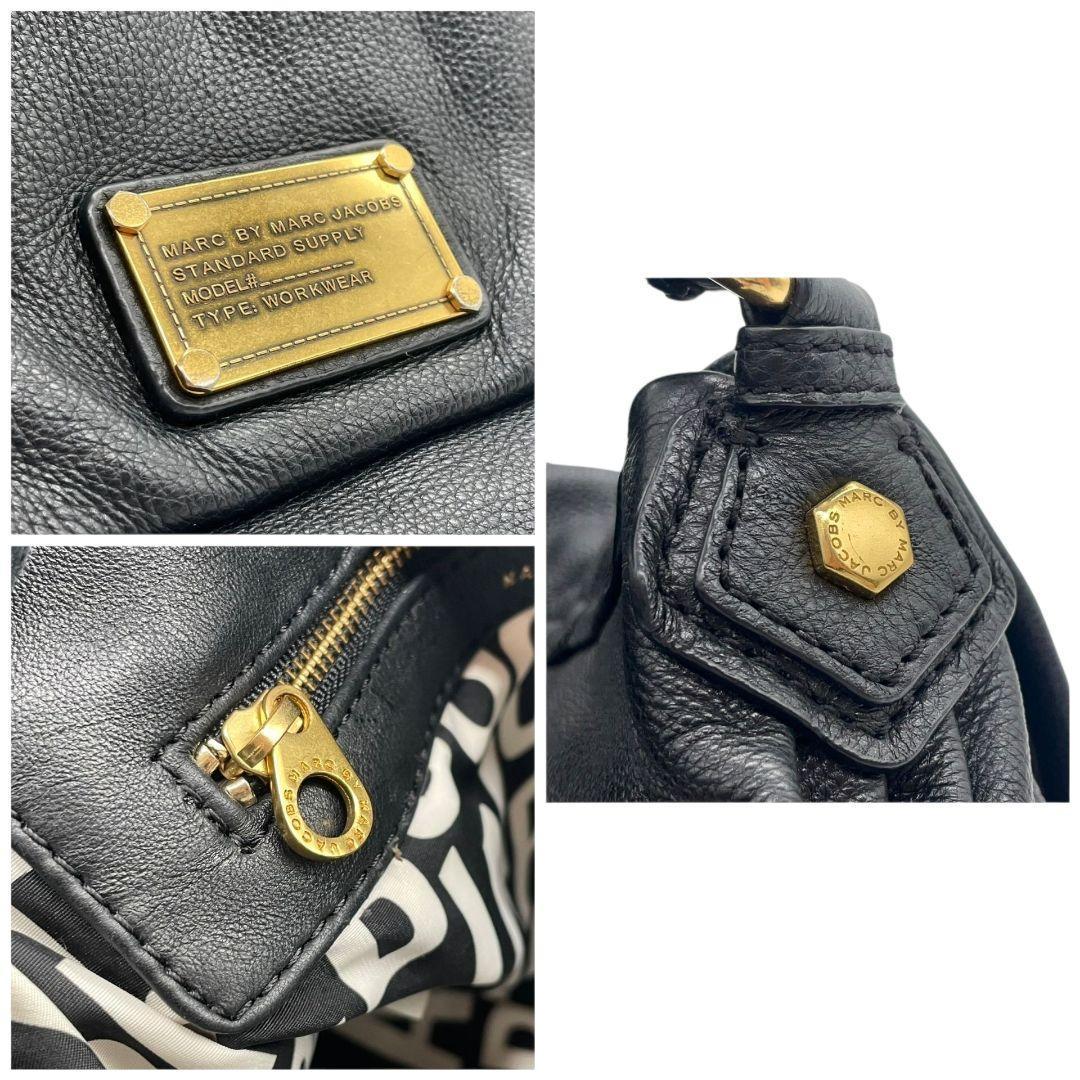 マークバイマークジェイコブス MARC BY MARC JACOBS ショルダーバッグ ブラック 黒 レザー 本革 2way トートバッグ ハンドバッグ 斜め掛け可 A4収納 ロゴプレート ゴールド金具