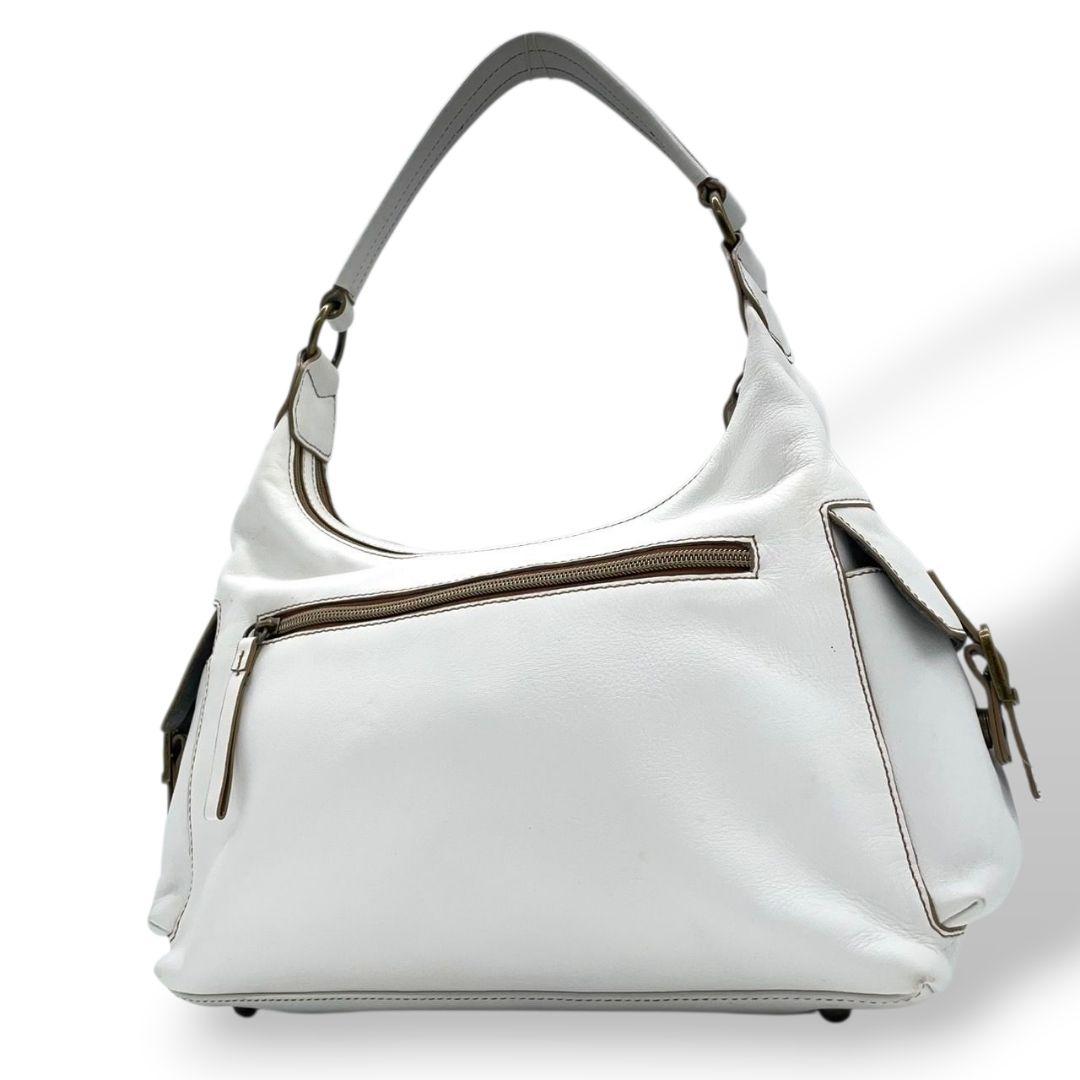 サンポー ハンドバッグ 白 ホワイト ワンショルダー トートバッグ 肩掛け可 レザー 本革 ゴールド金具 sanpo 上品 シンプル 通勤 通学 おしゃれ