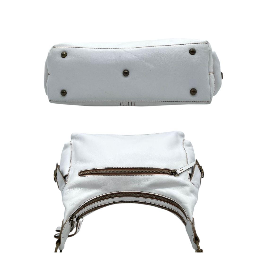 サンポー ハンドバッグ 白 ホワイト ワンショルダー トートバッグ 肩掛け可 レザー 本革 ゴールド金具 sanpo 上品 シンプル 通勤 通学 おしゃれ