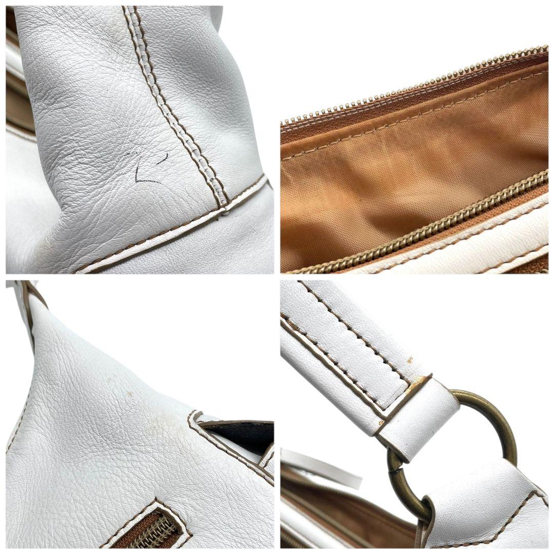サンポー ハンドバッグ 白 ホワイト ワンショルダー トートバッグ 肩掛け可 レザー 本革 ゴールド金具 sanpo 上品 シンプル 通勤 通学 おしゃれ