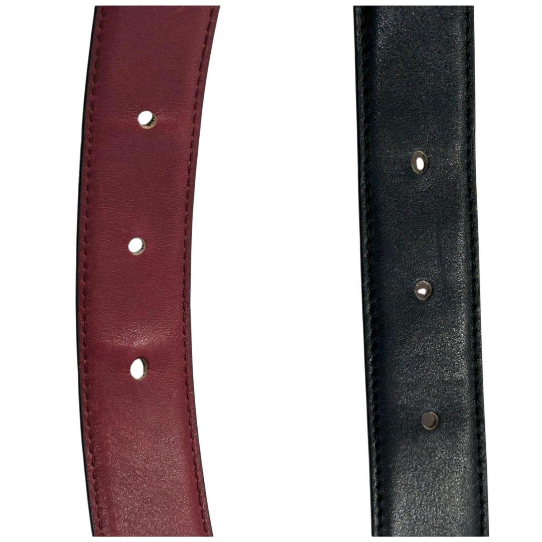 セリーヌ ベルト 黒 ブラック ワインレッド リバーシブル 馬車金具 ゴールド金具 ロゴ PX-2 レザー 本革 高級 ブランド レディース メンズ CELINE