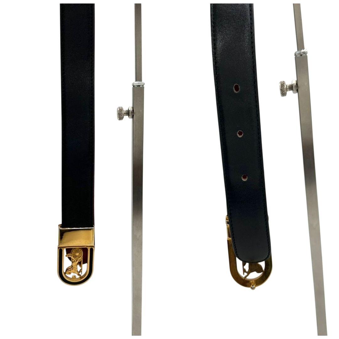 セリーヌ ベルト 黒 ブラック ワインレッド リバーシブル 馬車金具 ゴールド金具 ロゴ PX-2 レザー 本革 高級 ブランド レディース メンズ CELINE