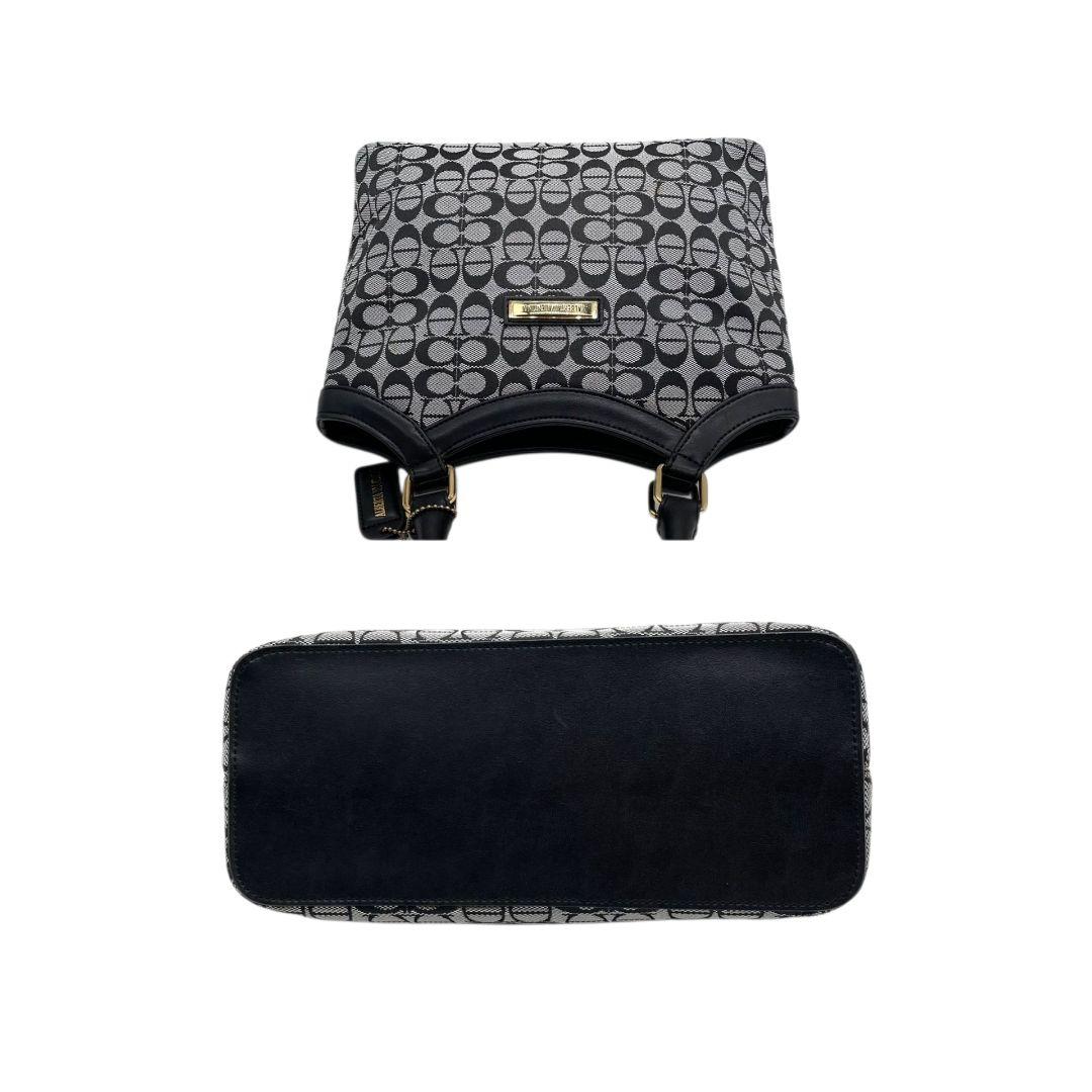 アルベルタヴァレンティノ ハンドバッグ グレー 総柄 キャンバス トートバッグ ワンショルダー 肩掛け可 ゴールド金具 ロゴプレート ロゴタグ 自立可 おしゃれ 通勤 通学