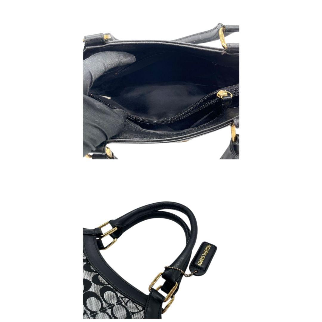 アルベルタヴァレンティノ ハンドバッグ グレー 総柄 キャンバス トートバッグ ワンショルダー 肩掛け可 ゴールド金具 ロゴプレート ロゴタグ 自立可 おしゃれ 通勤 通学