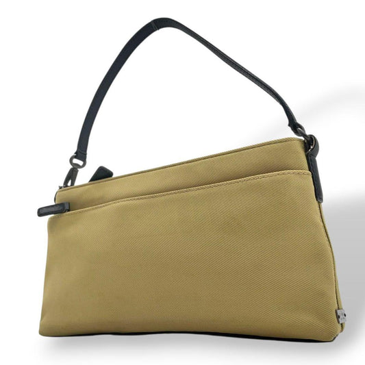 コーチ ハンドバッグ ベージュ キャンバス アクセサリーポーチ レザー s8 本革 ブラック シルバー金具 COACH 7407