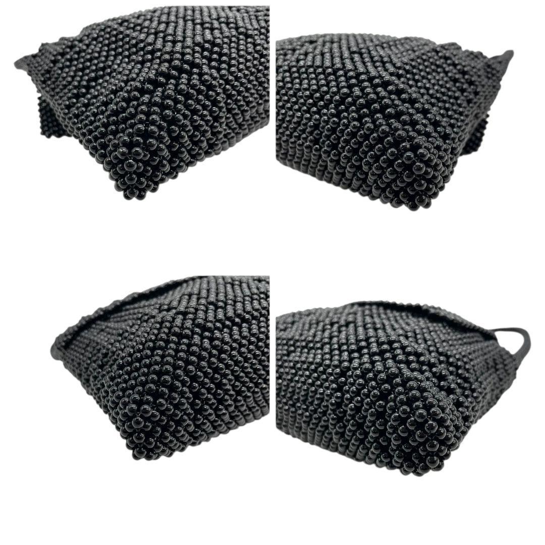 未使用級 ノーブランド ハンドバッグ ブラック 黒 黒珊瑚 本珊瑚 ビーズ フラップ 自立可 トートバッグ ワンショルダー 肩掛け可 肩かけ可 Q 上品 高級感 希少