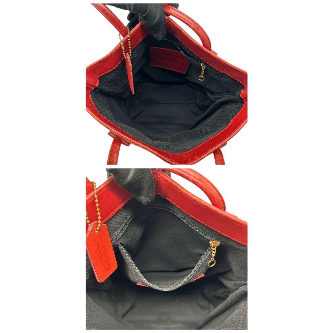 コーチ COACH トートバッグ オールドコーチ ハンドバッグ ワンショルダー 赤 レッド レザー 本革 肩掛け可 自立可 ロゴタグ 7304 レディース