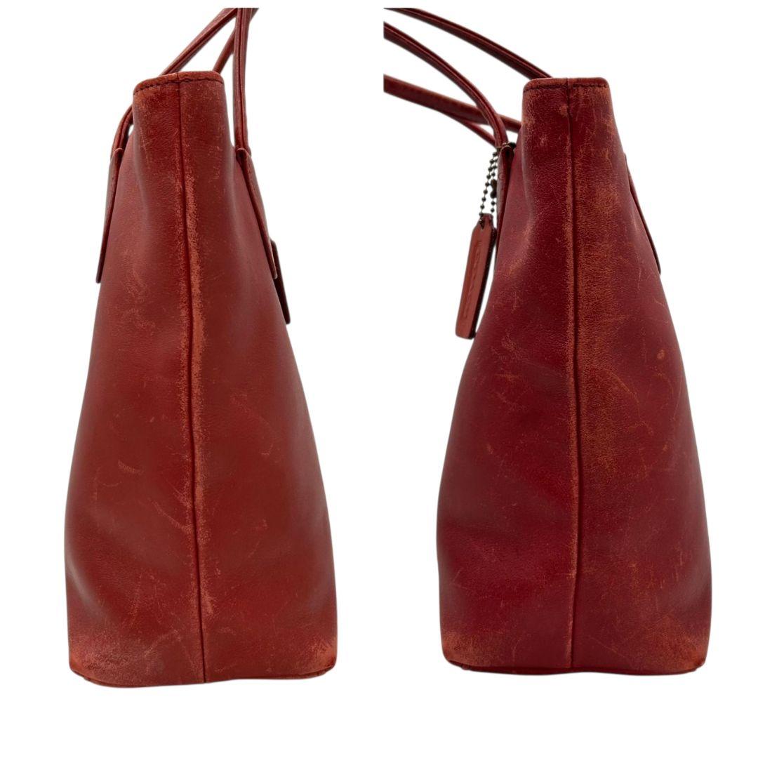 コーチ COACH トートバッグ オールドコーチ ハンドバッグ ワンショルダー 赤 レッド レザー 本革 肩掛け可 自立可 ロゴタグ 7304 レディース