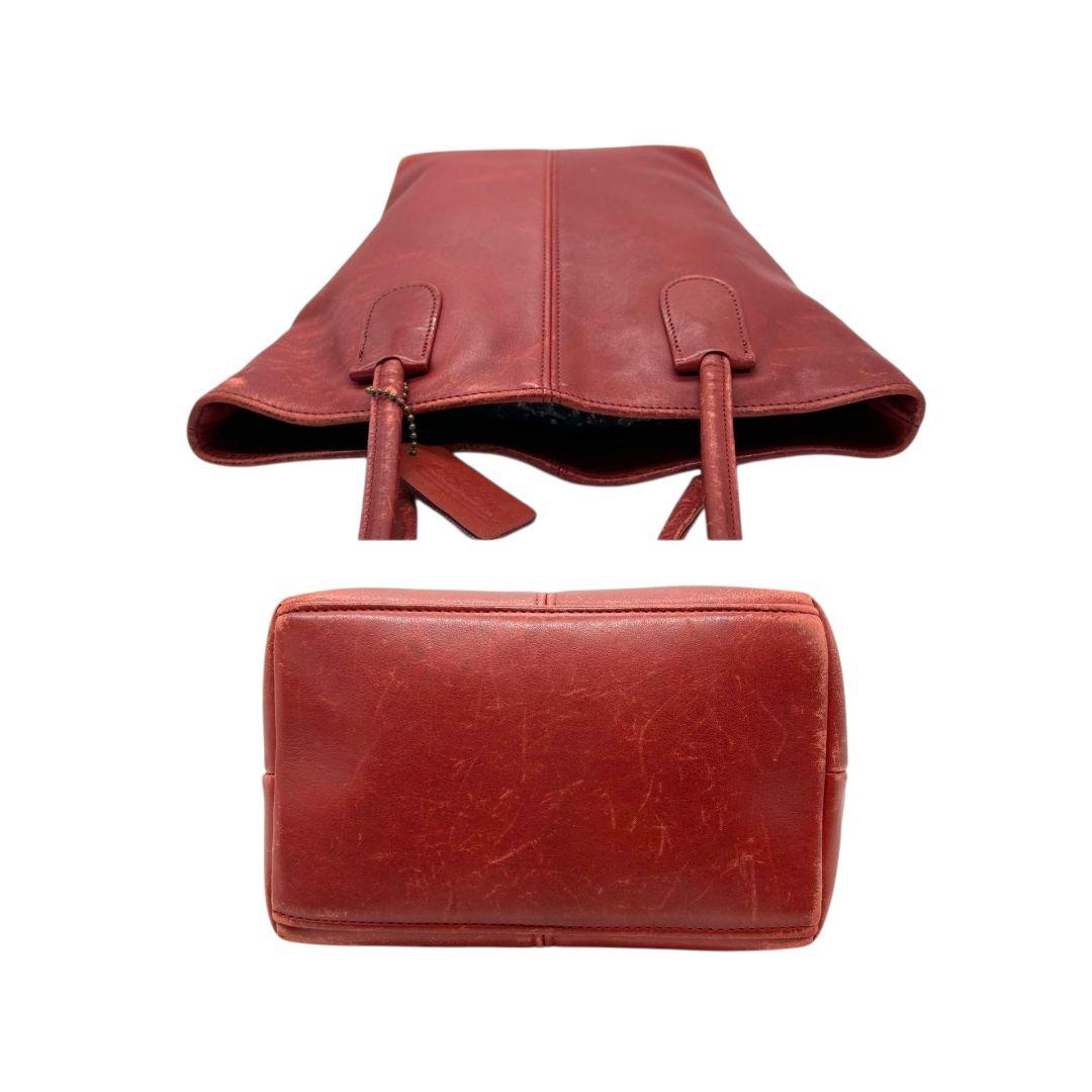 コーチ COACH トートバッグ オールドコーチ ハンドバッグ ワンショルダー 赤 レッド レザー 本革 肩掛け可 自立可 ロゴタグ 7304 レディース