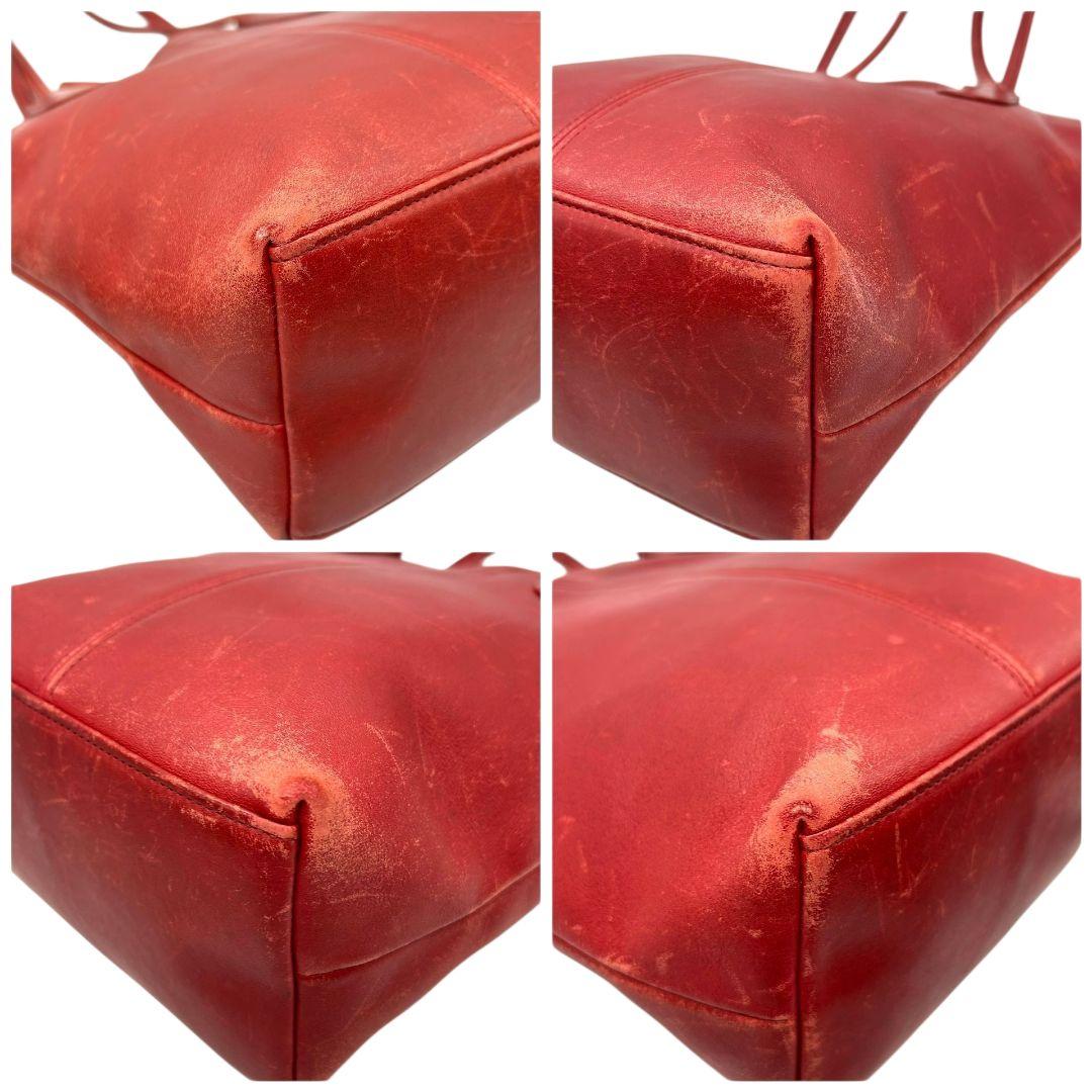 コーチ COACH トートバッグ オールドコーチ ハンドバッグ ワンショルダー 赤 レッド レザー 本革 肩掛け可 自立可 ロゴタグ 7304 レディース