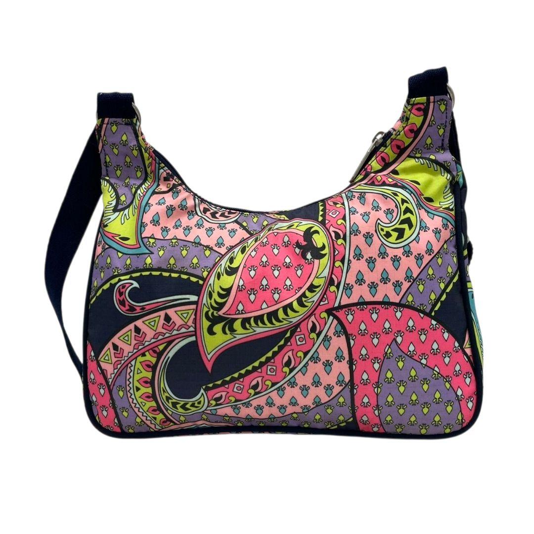 レスポートサック ショルダーバッグ ペイズリー柄 総柄 ネイビー ピンク パープル ナイロン 斜め掛け可 ロゴ u5 バッグ LeSportsac