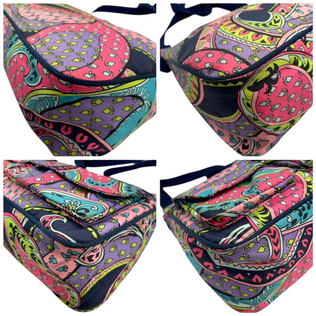 レスポートサック ショルダーバッグ ペイズリー柄 総柄 ネイビー ピンク パープル ナイロン 斜め掛け可 ロゴ u5 バッグ LeSportsac