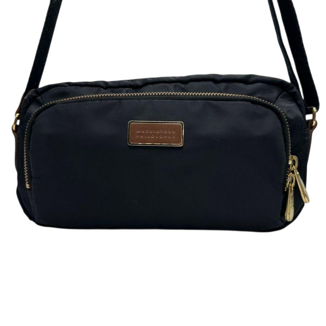 美品 マッキントッシュフィロソフィー ショルダーバッグ 黒 ブラック ナイロン 斜め掛け可 ロゴプレート ゴールド金具 軽量 MACKINTOSH PHILOSOPHY U6