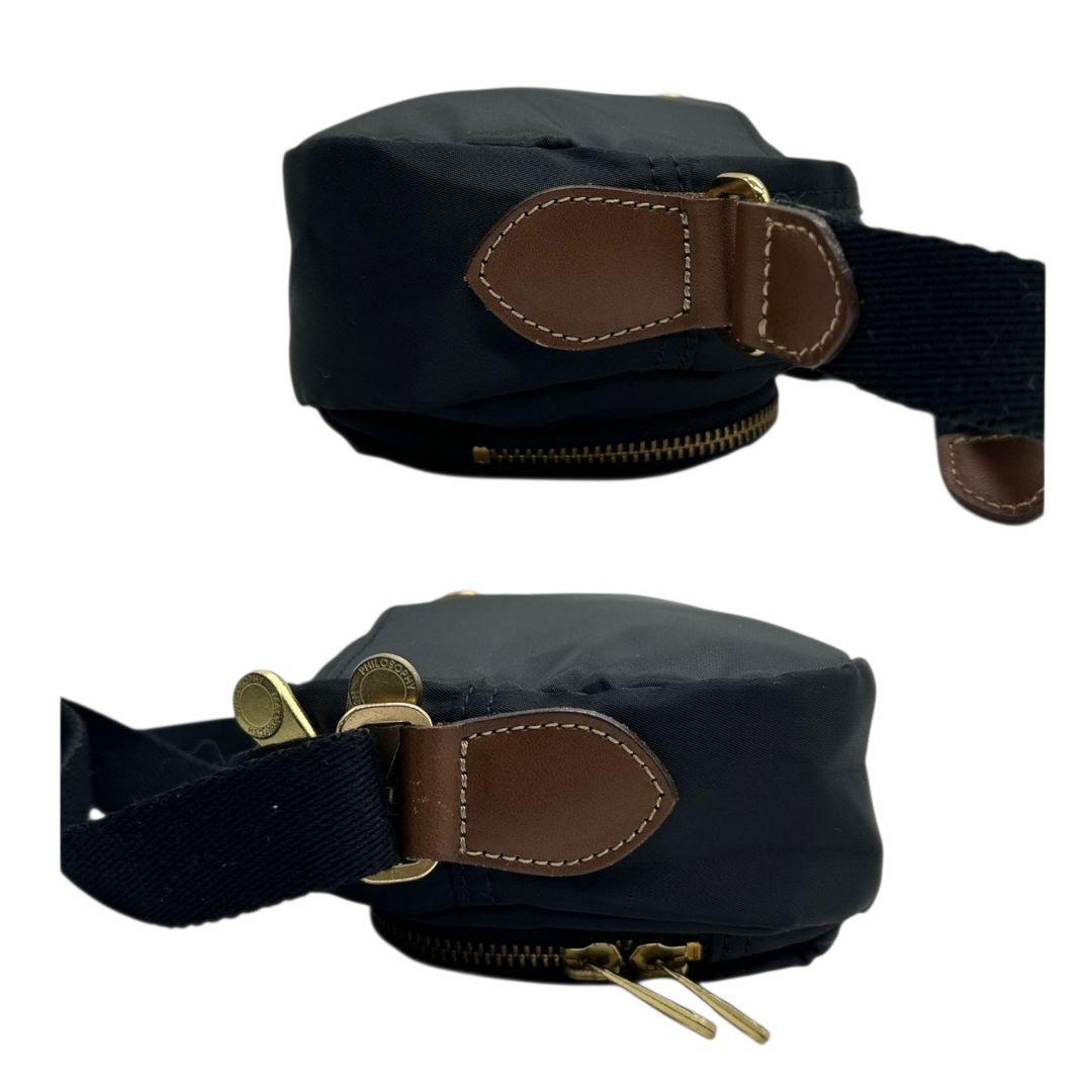 美品 マッキントッシュフィロソフィー ショルダーバッグ 黒 ブラック ナイロン 斜め掛け可 ロゴプレート ゴールド金具 軽量 MACKINTOSH PHILOSOPHY U6