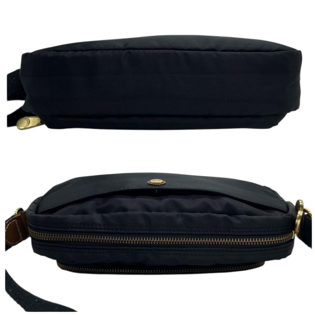 美品 マッキントッシュフィロソフィー ショルダーバッグ 黒 ブラック ナイロン 斜め掛け可 ロゴプレート ゴールド金具 軽量 MACKINTOSH PHILOSOPHY U6