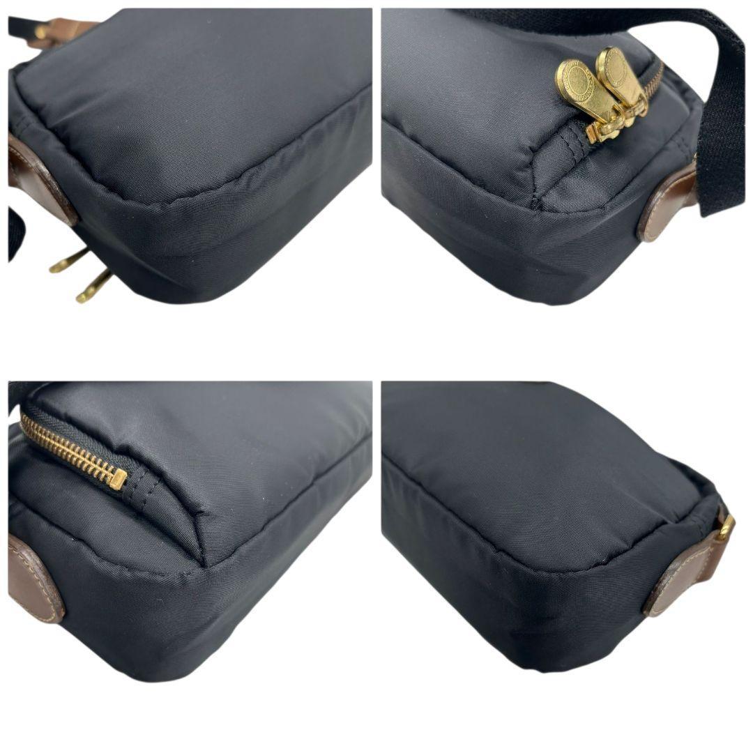 美品 マッキントッシュフィロソフィー ショルダーバッグ 黒 ブラック ナイロン 斜め掛け可 ロゴプレート ゴールド金具 軽量 MACKINTOSH PHILOSOPHY U6