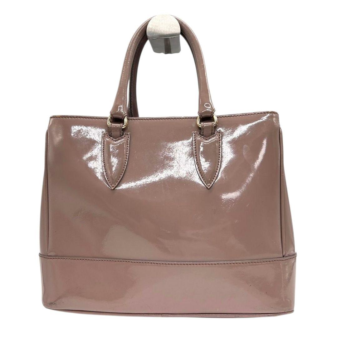 マックスマーラ ハンドバッグ パープル ロゴ エナメル トートバッグ s49 ゴールド金具 自立可 MAXMARA