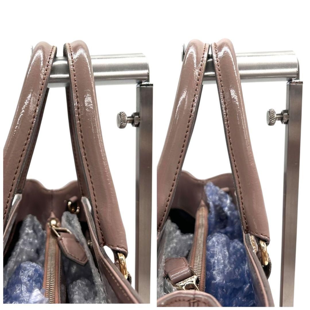 マックスマーラ ハンドバッグ パープル ロゴ エナメル トートバッグ s49 ゴールド金具 自立可 MAXMARA