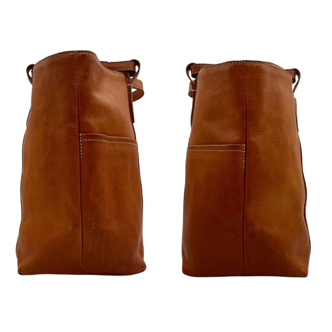 ゲンテン トートバッグ 茶 ポーチ付き A4収納 レザー 本革 ハンドバッグ ブラウン ワンショルダー バッグインバッグ 自立可 ロゴ genten s19 オシャレ 高級感