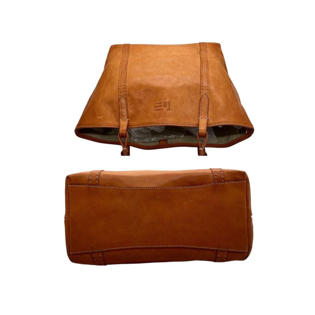 ゲンテン トートバッグ 茶 ポーチ付き A4収納 レザー 本革 ハンドバッグ ブラウン ワンショルダー バッグインバッグ 自立可 ロゴ genten s19 オシャレ 高級感