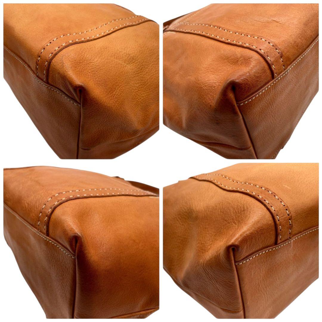 ゲンテン トートバッグ 茶 ポーチ付き A4収納 レザー 本革 ハンドバッグ ブラウン ワンショルダー バッグインバッグ 自立可 ロゴ genten s19 オシャレ 高級感