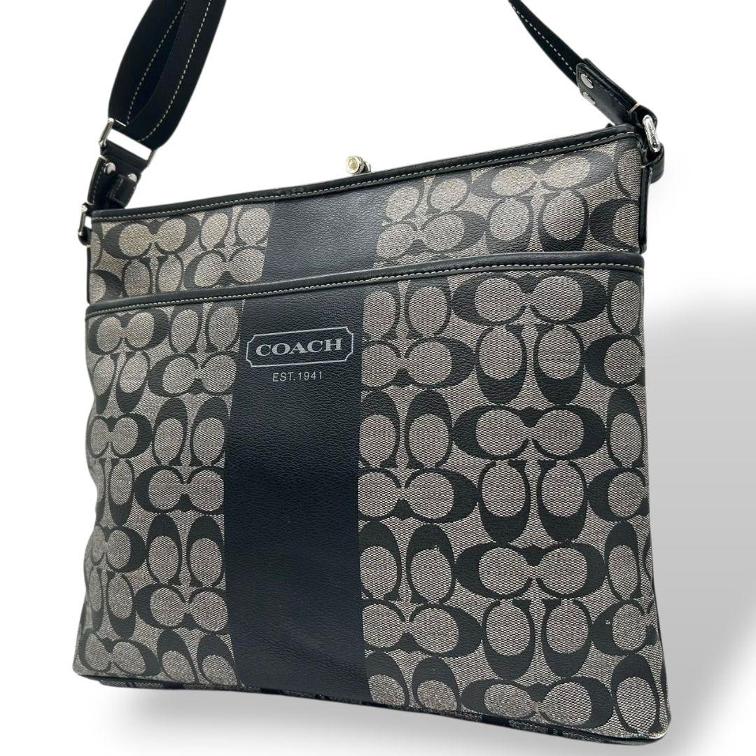コーチ ショルダーバッグ 黒 ブラック シグネチャー ヘリテージ ウェブ PVC レザー 斜め掛け可 ロゴ F70562 s74 ハンドバッグ トートバッグ COACH