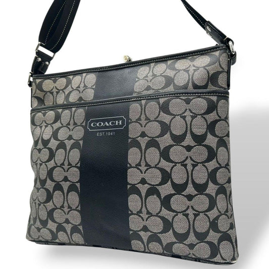 コーチ ショルダーバッグ 黒 ブラック シグネチャー ヘリテージ ウェブ PVC レザー 斜め掛け可 ロゴ F70562 s74 ハンドバッグ トートバッグ COACH