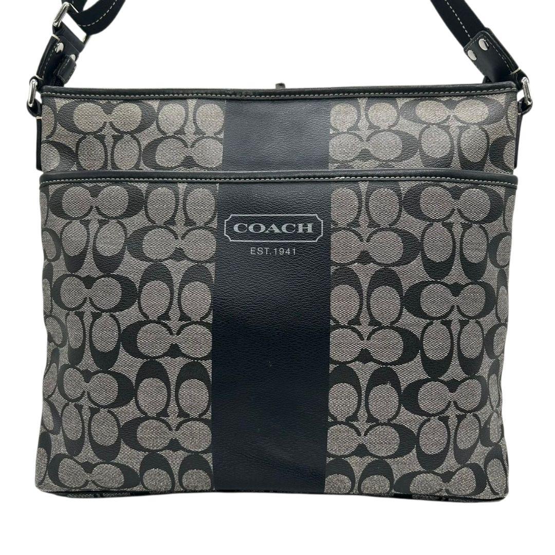 コーチ ショルダーバッグ 黒 ブラック シグネチャー ヘリテージ ウェブ PVC レザー 斜め掛け可 ロゴ F70562 s74 ハンドバッグ トートバッグ COACH