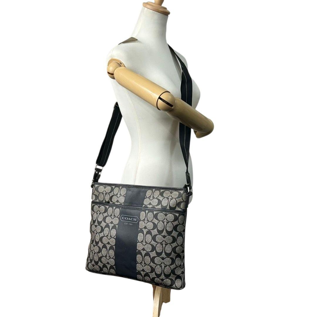 コーチ ショルダーバッグ 黒 ブラック シグネチャー ヘリテージ ウェブ PVC レザー 斜め掛け可 ロゴ F70562 s74 ハンドバッグ トートバッグ COACH