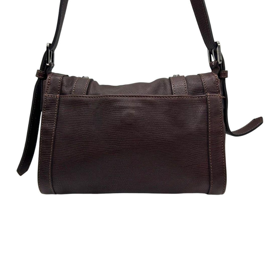 ロンシャン LONGCHAMP ショルダーバッグ 茶 ブラウン レザー フラップ ターンロック 斜め掛け可 シルバー金具 本革 ヴィンテージ E11