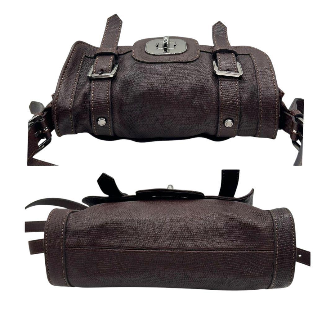 ロンシャン LONGCHAMP ショルダーバッグ 茶 ブラウン レザー フラップ ターンロック 斜め掛け可 シルバー金具 本革 ヴィンテージ E11