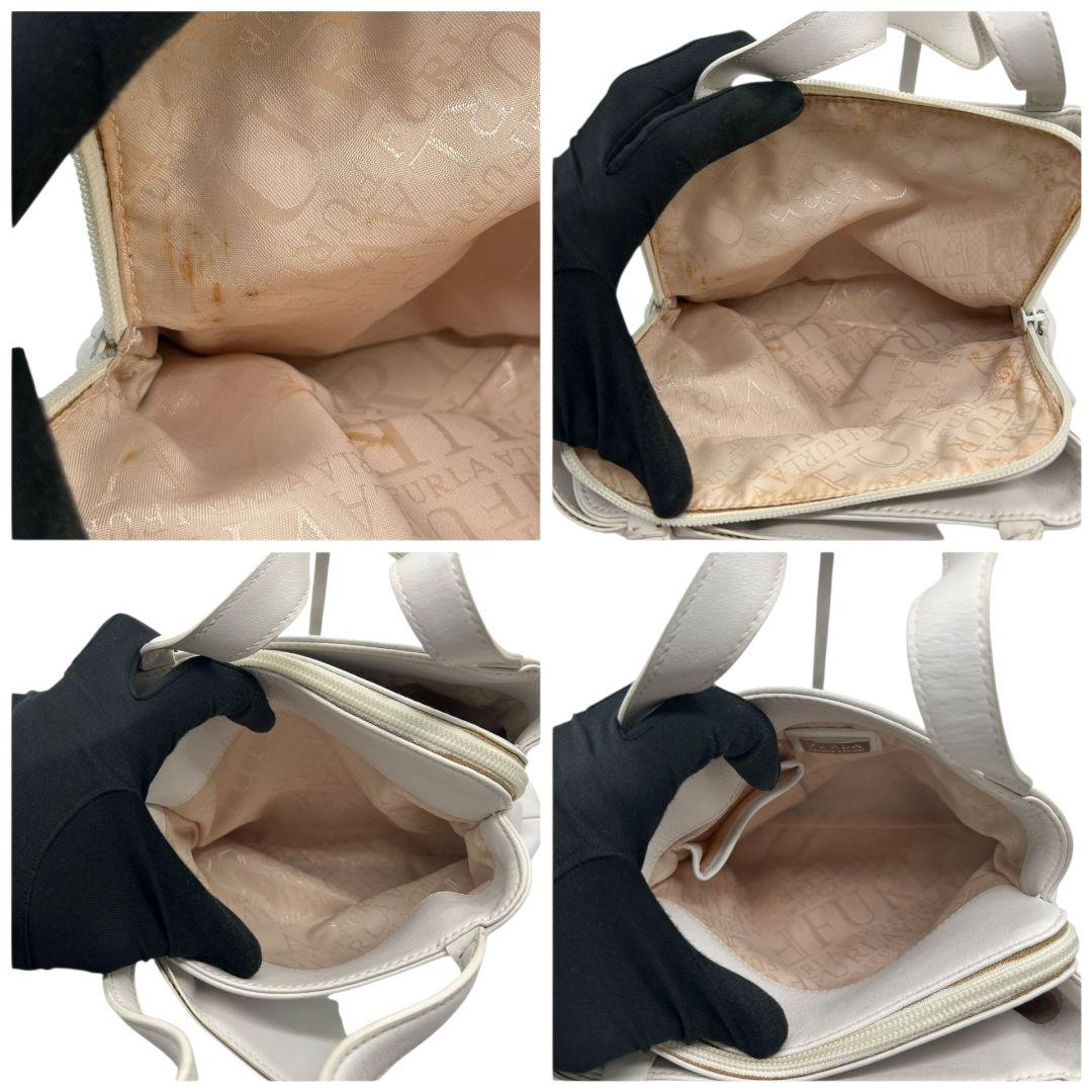 フルラ ハンドバッグ 白 ホワイト リボン トートバッグ レザー 本革 ロゴプレート シルバー金具 s62 FURLA ブランド レディース エレガント 上品