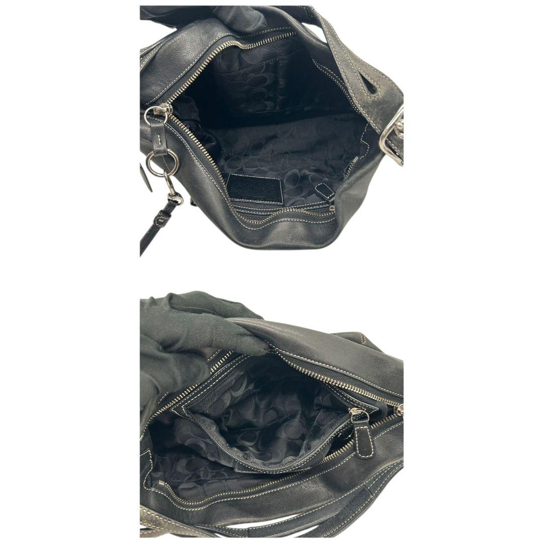 コーチ ショルダーバッグ ブラック 黒 ホーボー ワンショルダー レザー 本革 ハンドバッグ シルバー金具 ロゴタグ チャーム付き F01417 s43 COACH 上品 通勤