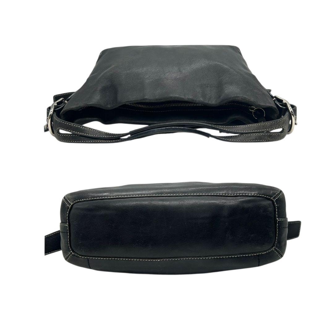 コーチ ショルダーバッグ ブラック 黒 ホーボー ワンショルダー レザー 本革 ハンドバッグ シルバー金具 ロゴタグ チャーム付き F01417 s43 COACH 上品 通勤