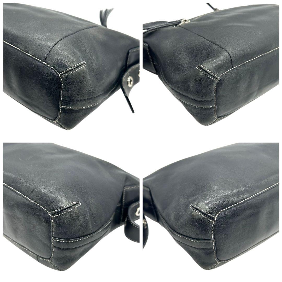 コーチ ショルダーバッグ ブラック 黒 ホーボー ワンショルダー レザー 本革 ハンドバッグ シルバー金具 ロゴタグ チャーム付き F01417 s43 COACH 上品 通勤