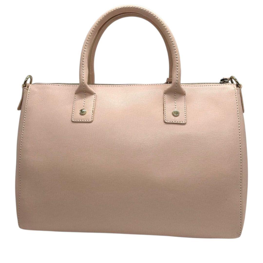 フルラ ハンドバッグ ピンク リンダ 2way トートバッグ ショルダーバッグ 自立可 PVC ロゴチャーム ゴールド金具 ロゴ E2 FURLA ブランド レディース