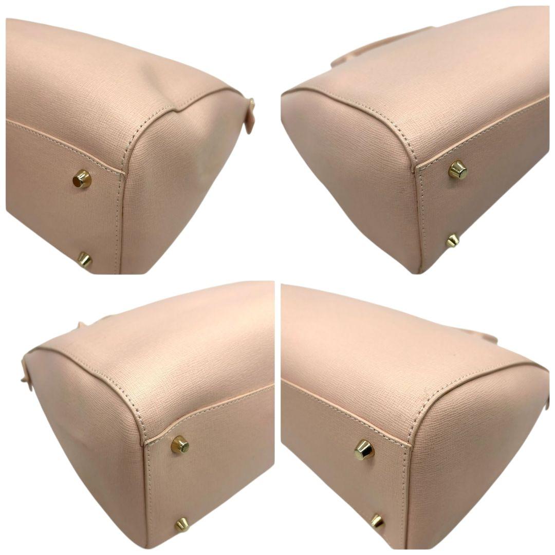 フルラ ハンドバッグ ピンク リンダ 2way トートバッグ ショルダーバッグ 自立可 PVC ロゴチャーム ゴールド金具 ロゴ E2 FURLA ブランド レディース