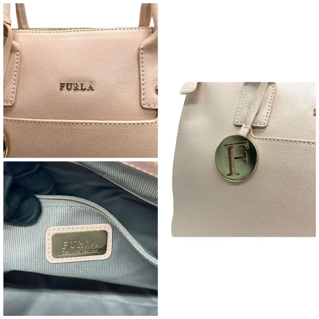 フルラ ハンドバッグ ピンク リンダ 2way トートバッグ ショルダーバッグ 自立可 PVC ロゴチャーム ゴールド金具 ロゴ E2 FURLA ブランド レディース