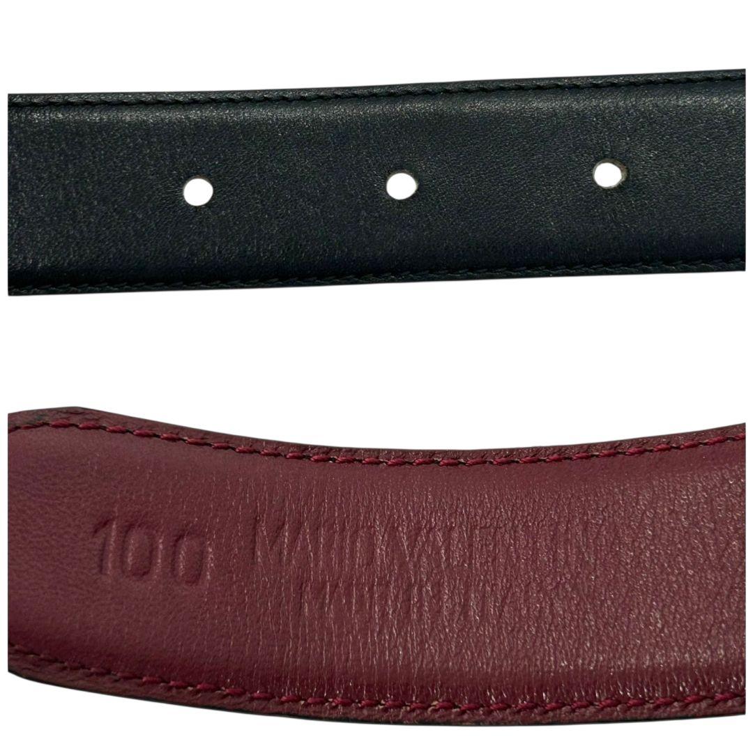 セリーヌ ベルト 黒 ブラック ワインレッド リバーシブル 馬車金具 ゴールド金具 ロゴ PX-2 レザー 本革 高級 ブランド CELINE